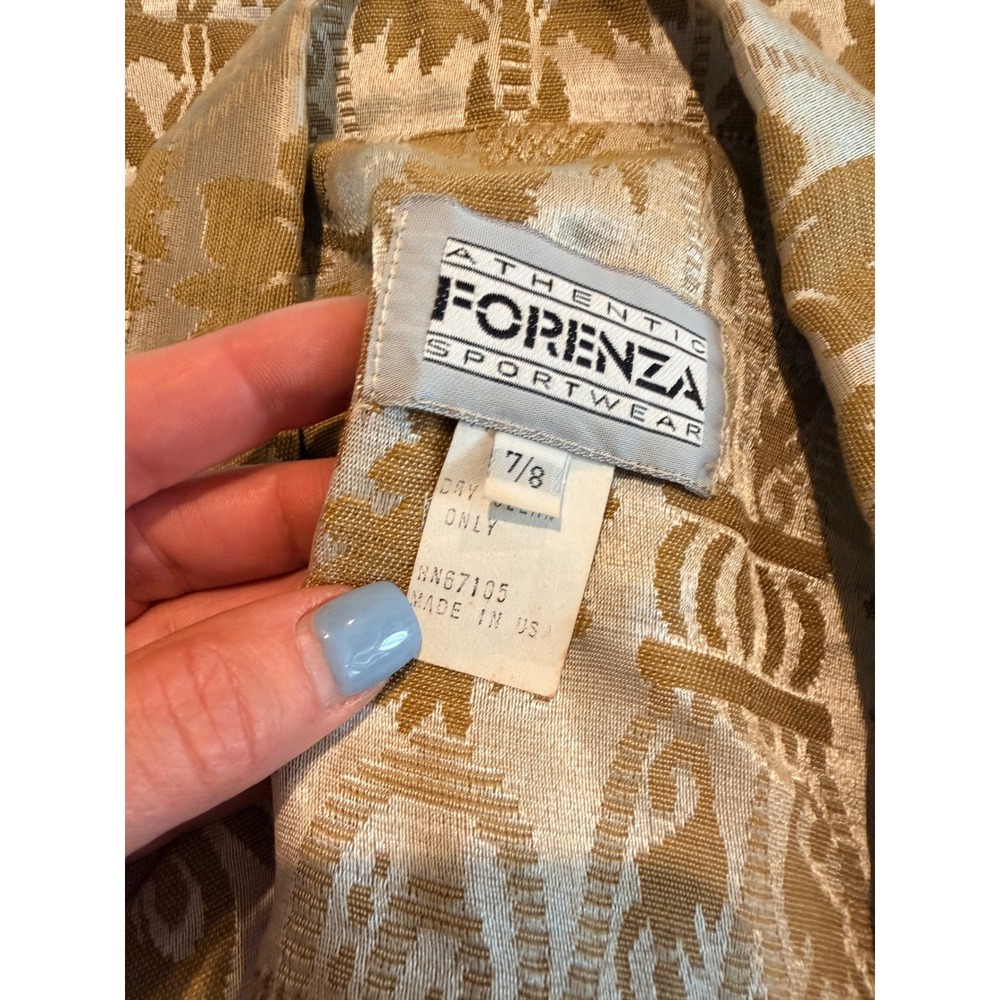 Vintage 90s Y2K Gold Floral Tapestry Blazer Sz 7/8 Urban Unique Artsy Maximalist - Picture 4 of 8